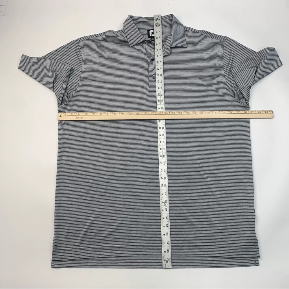 FootJoy Men’s Striped Golf Polo Shirt – Size XXL - Grey and Black - Picture 6 of 6